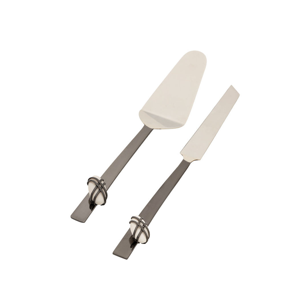 Midnight Pebble Cake Server Set